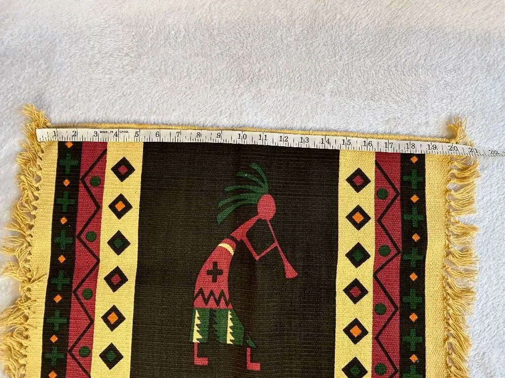 100% Cotton Southwestern Tapestry Placemat Set of Two, Kokopelli Flute Dancer